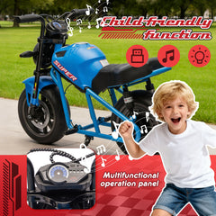 24V300W Kids Ride On XL Electric Toy Muscle Motorcycle,High-Speed Hub Motor,14in Widen EVA Wheels,Twist Grip Throttle,Speed up to 11.18MPH,Dual Suspension,Music&Light,Long Life Battery For Kids 6+