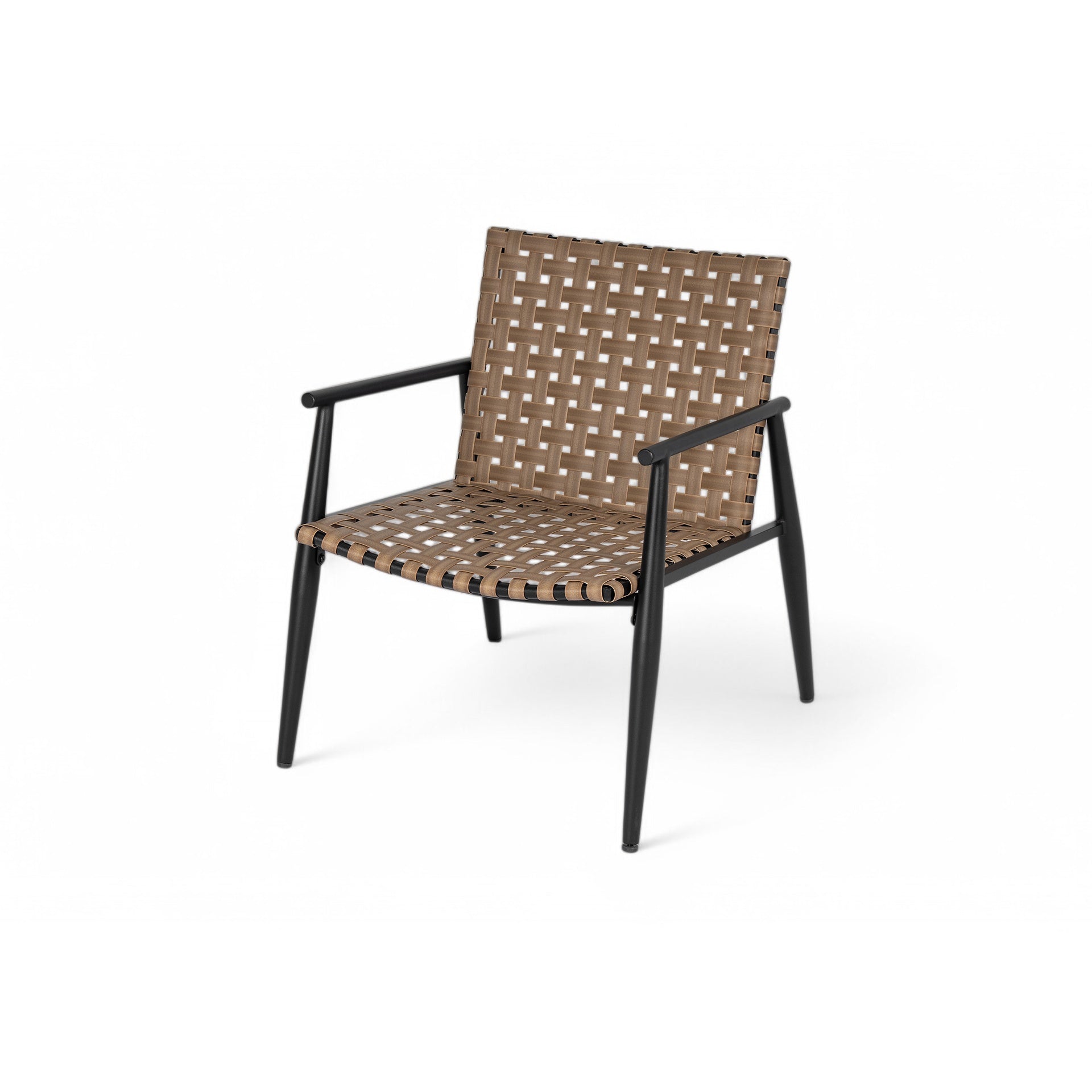 Modern Outdoor Chat Set: 2 PE Rattan Chairs + Black Steel & Tempered Glass Side Table – Durable & Stylish