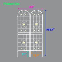 2 Pack Metal Garden Trellis 86.7" x 19.7" Rustproof Trellis for Climbing Plants Outdoor Flower Support Cream White