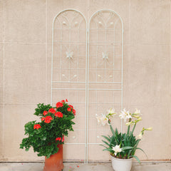 2 Pack Metal Garden Trellis 86.7" x 19.7" Rustproof Trellis for Climbing Plants Outdoor Flower Support Cream White