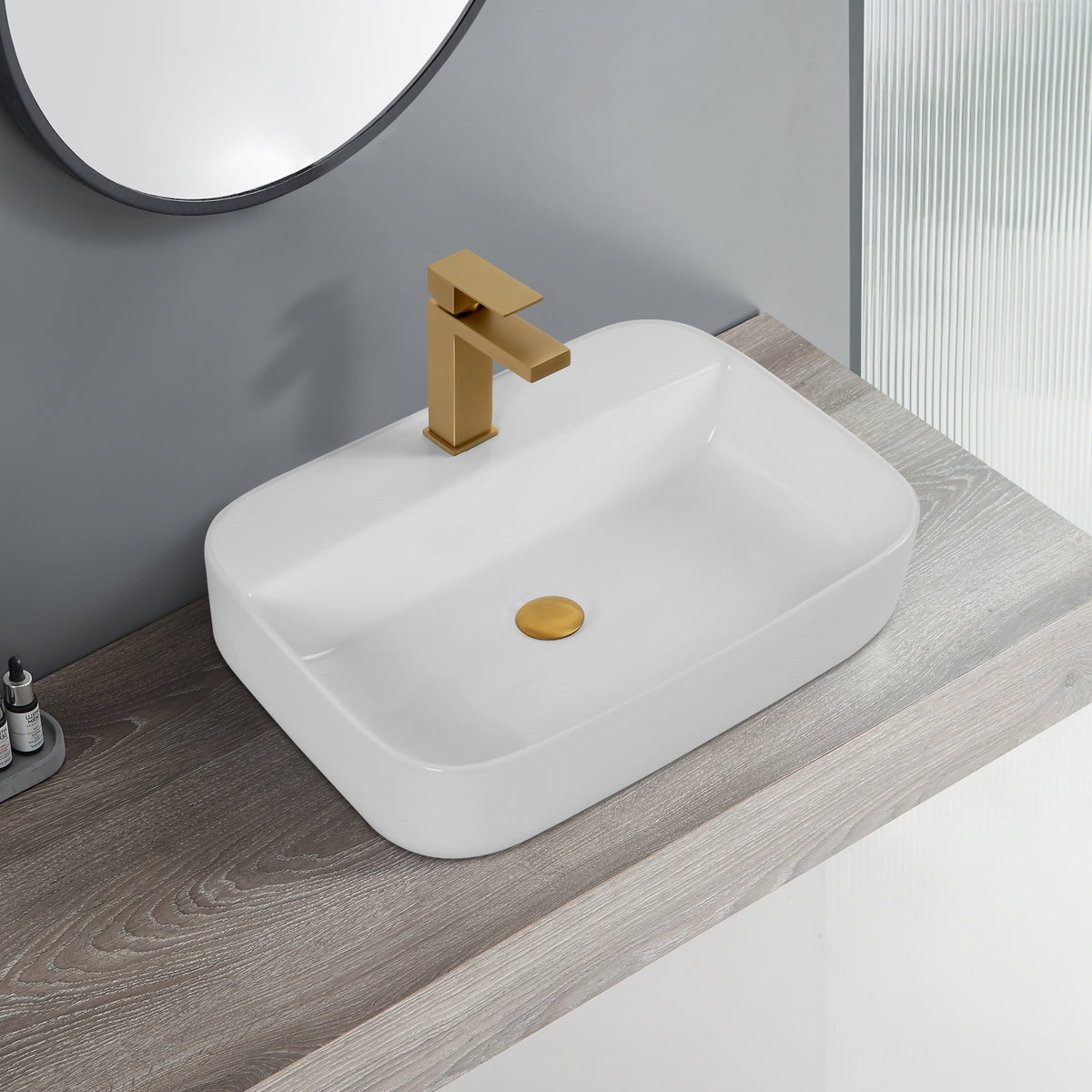 Bothwa Home Rectangular Countertop Ceramic Wash Basin (White Finish) CUPC Certified