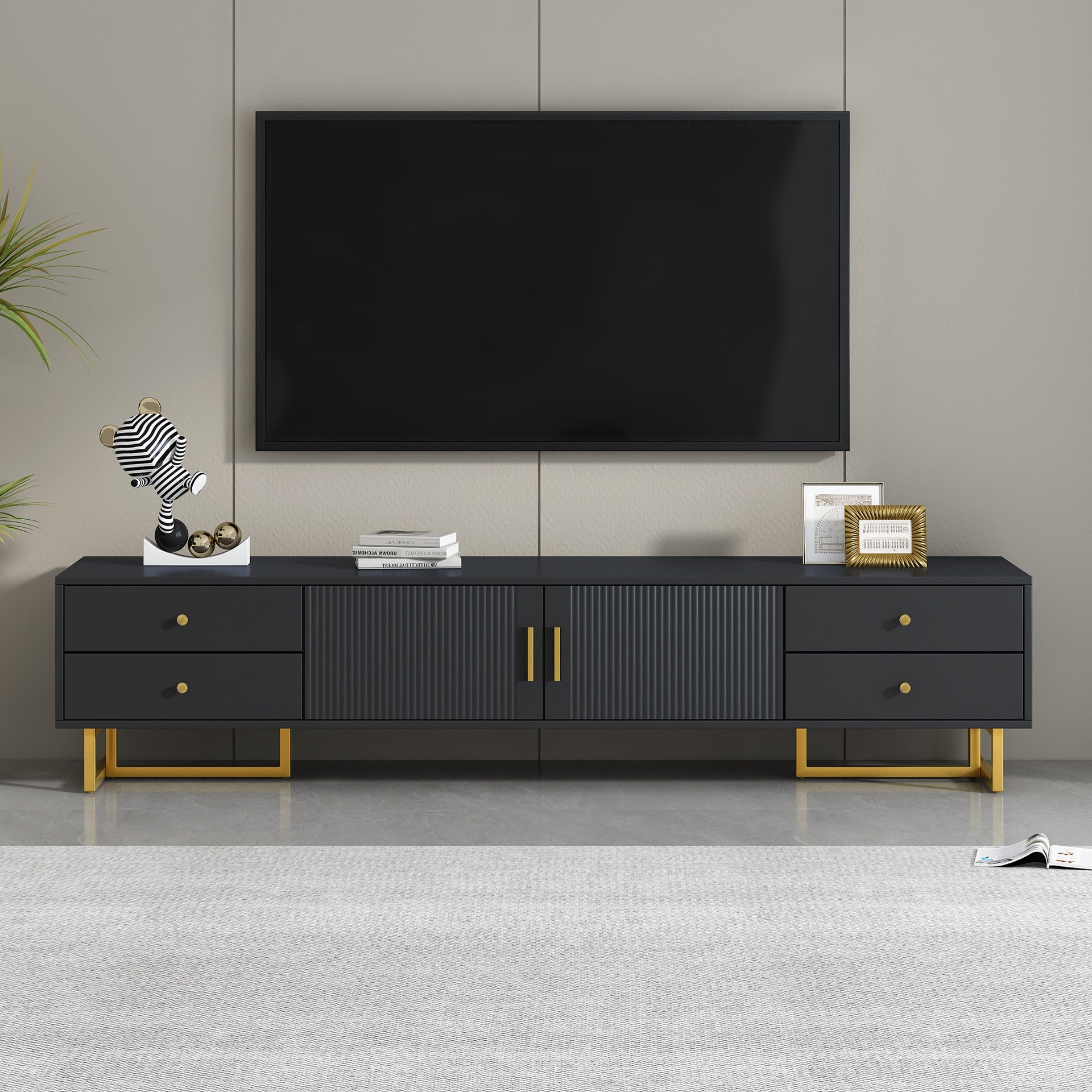 VIBE HAUS TV Stand for 65+ Inch TV, Entertainment Center TV Media Console Table, Modern TV Stand with Storage, TV Console Cabinet Furniture for Living Room(OLD SKU: WF530740AAB)