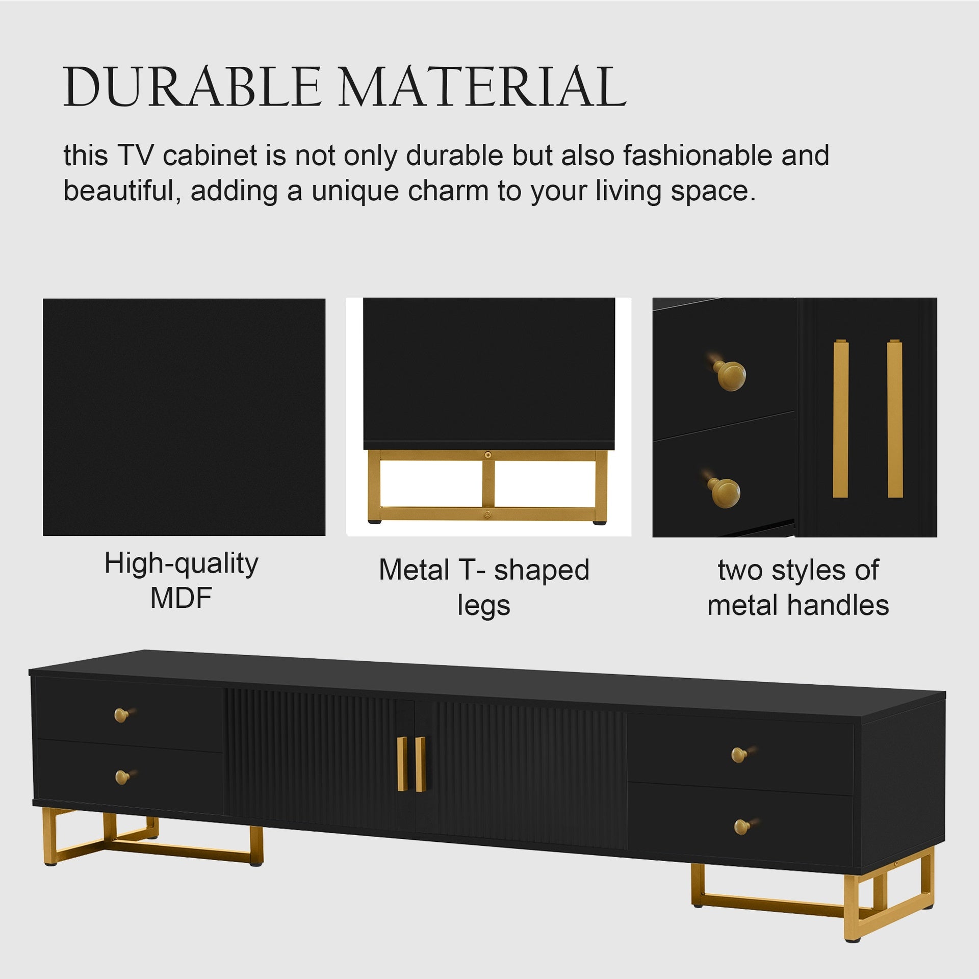 VIBE HAUS TV Stand for 65+ Inch TV, Entertainment Center TV Media Console Table, Modern TV Stand with Storage, TV Console Cabinet Furniture for Living Room(OLD SKU: WF530740AAB)