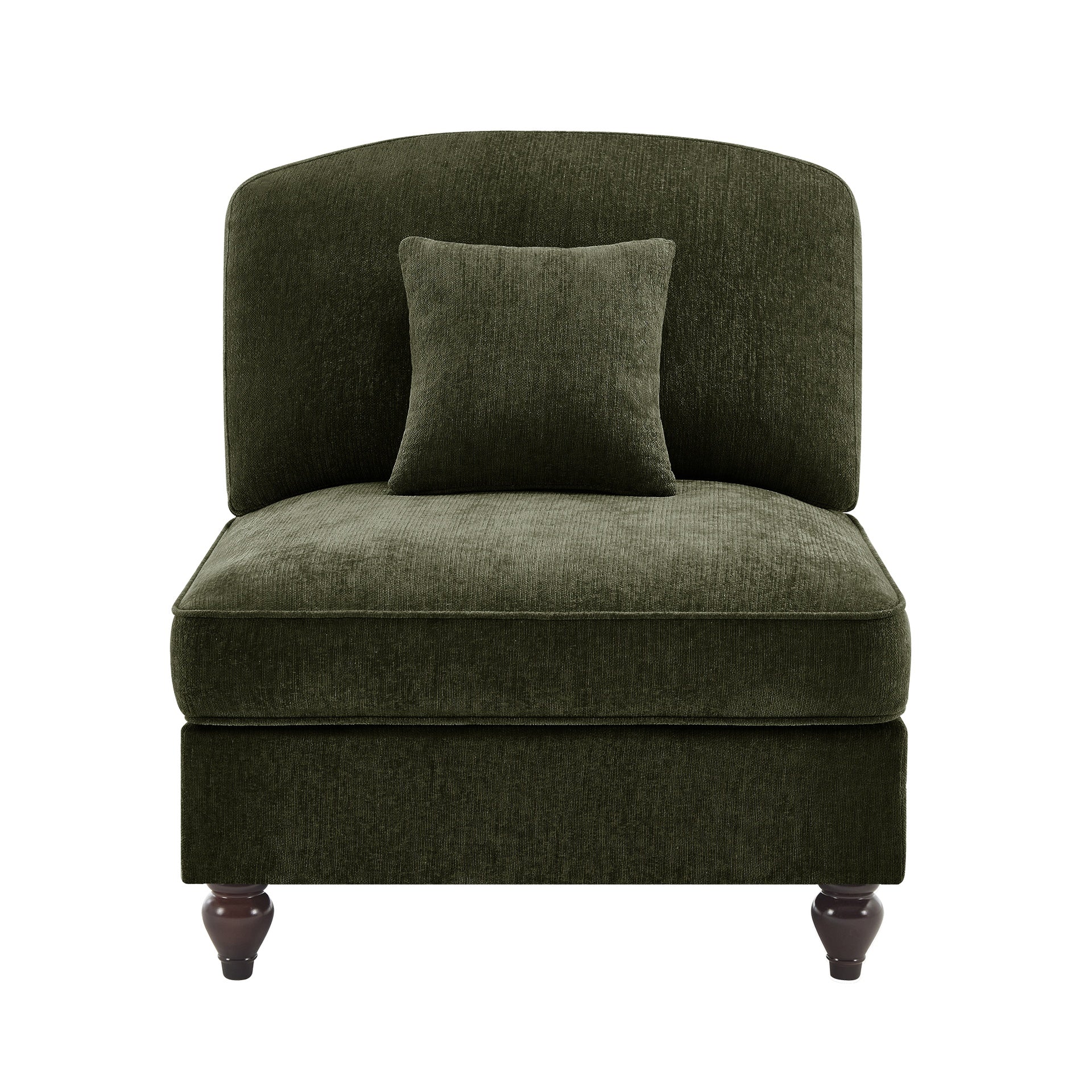 Armless Sofa Chenille W/1 Pillow -Green