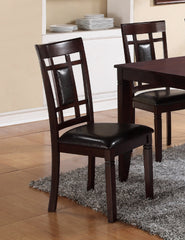 7-Pc Dinette Set Brown Espresso Finish Rectangular Table Faux Leather Upholstery Padded Lattice Design Side Chairs Dining Room Wooden Dining Set Furniture Contemporary Transitional Style