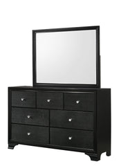 1pc Modern Glam Style Black Finish Glam Seven Drawer Dresser Embossed Crocodile Pattern Wooden Bedroom Furniture