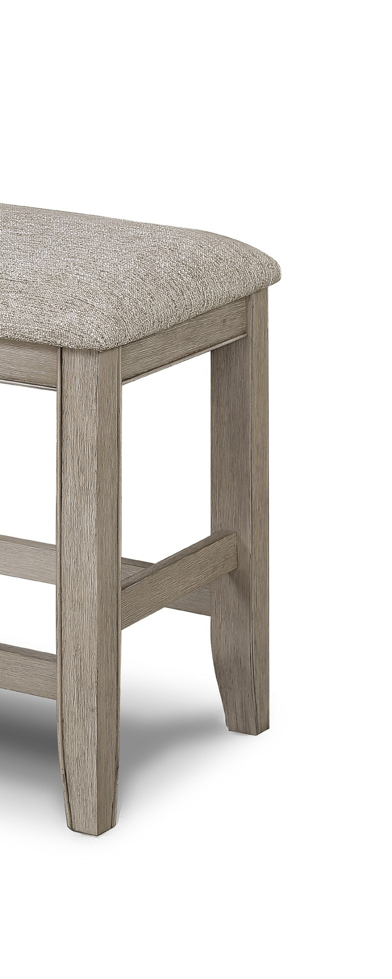 Farmhouse Style 1pc Tan / Beige Gray Color Counter Height Bench Footrest Upholstered Seat Wooden Furniture