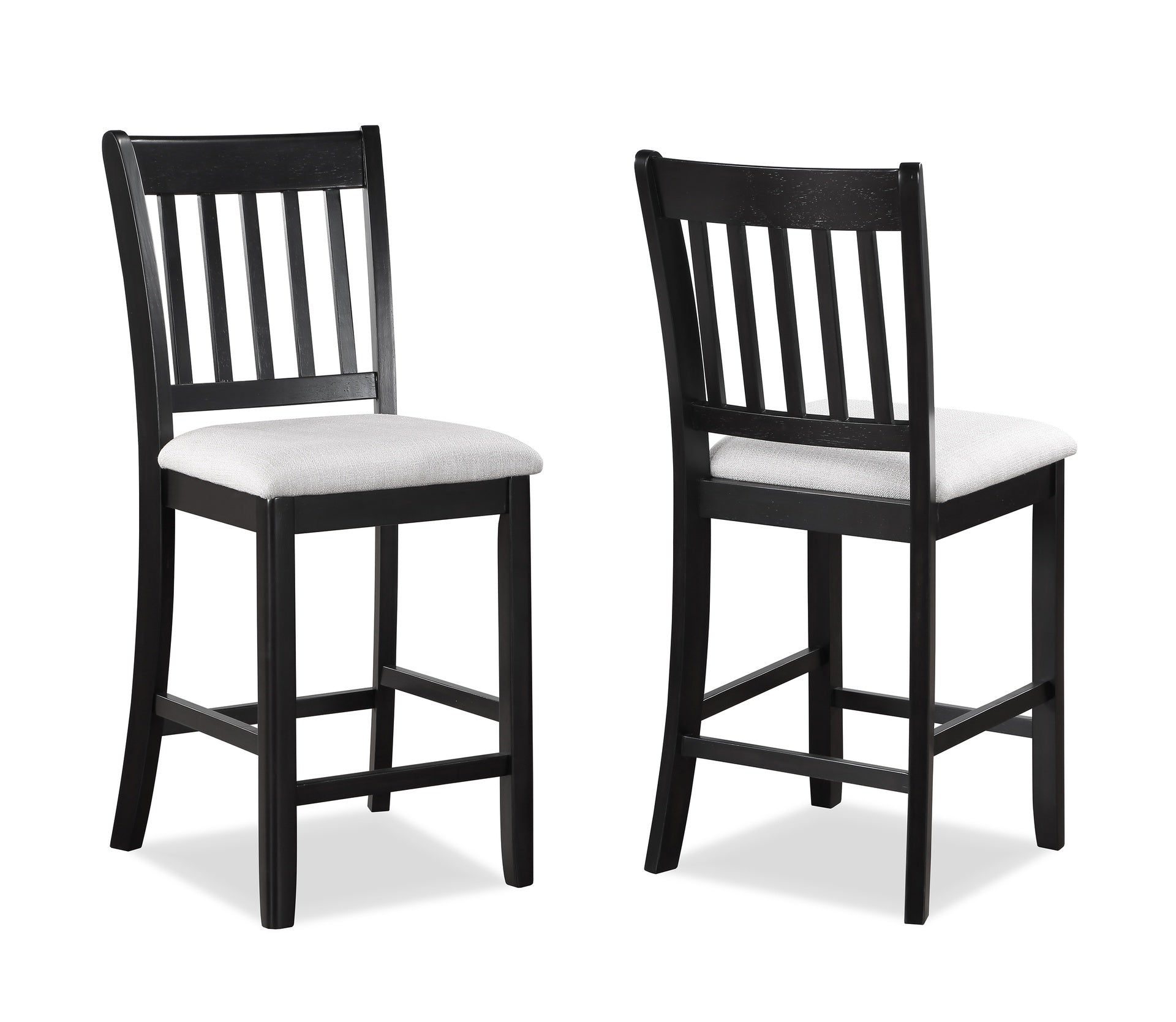 5 Pc Counter Height Set Square Table Upholstered Chairs Tow-Tone Dark Brown Finish Wooden Bedroom Furniture