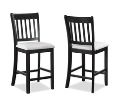 5 Pc Counter Height Set Square Table Upholstered Chairs Tow-Tone Dark Brown Finish Wooden Bedroom Furniture