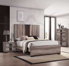 1pc Contemporary Chest Five Drawers Metal knobs Brown Gray Finish Bedroom Wooden Furniture