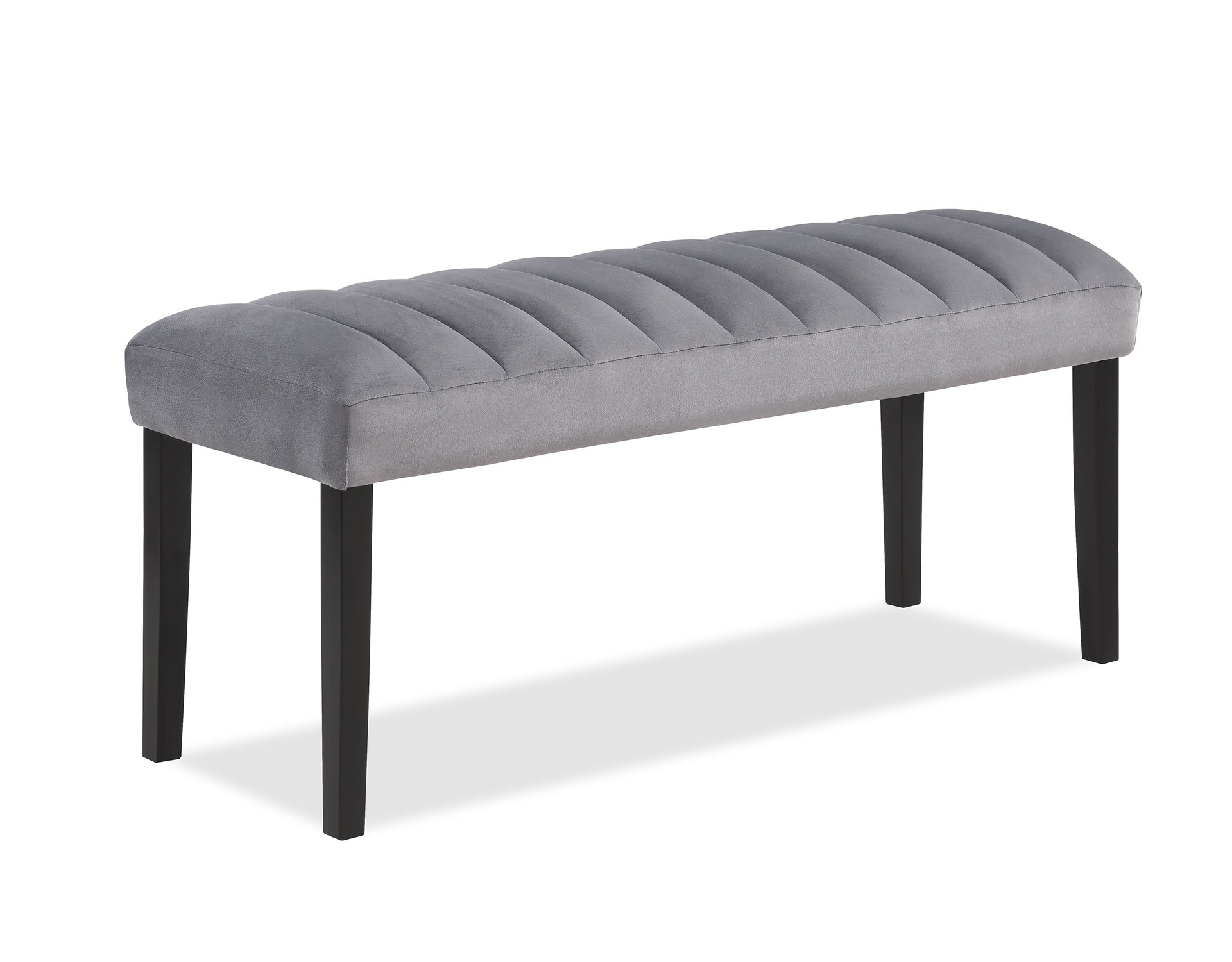 1pc Gray Black Bench Dining Room Velvet Fabric Upholstery Kitchen Dining Wooden Furniture