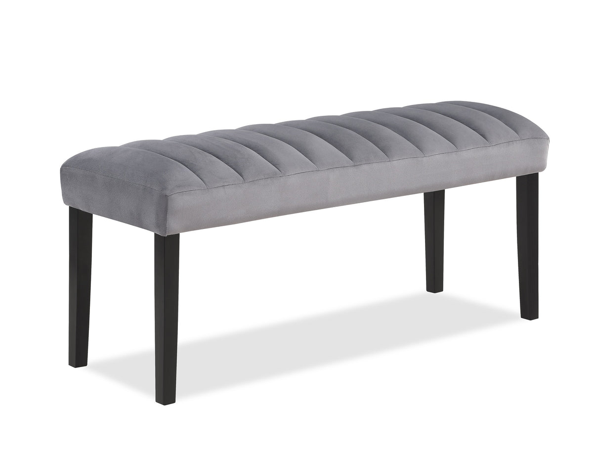 1pc Gray Black Bench Dining Room Velvet Fabric Upholstery Kitchen Dining Wooden Furniture