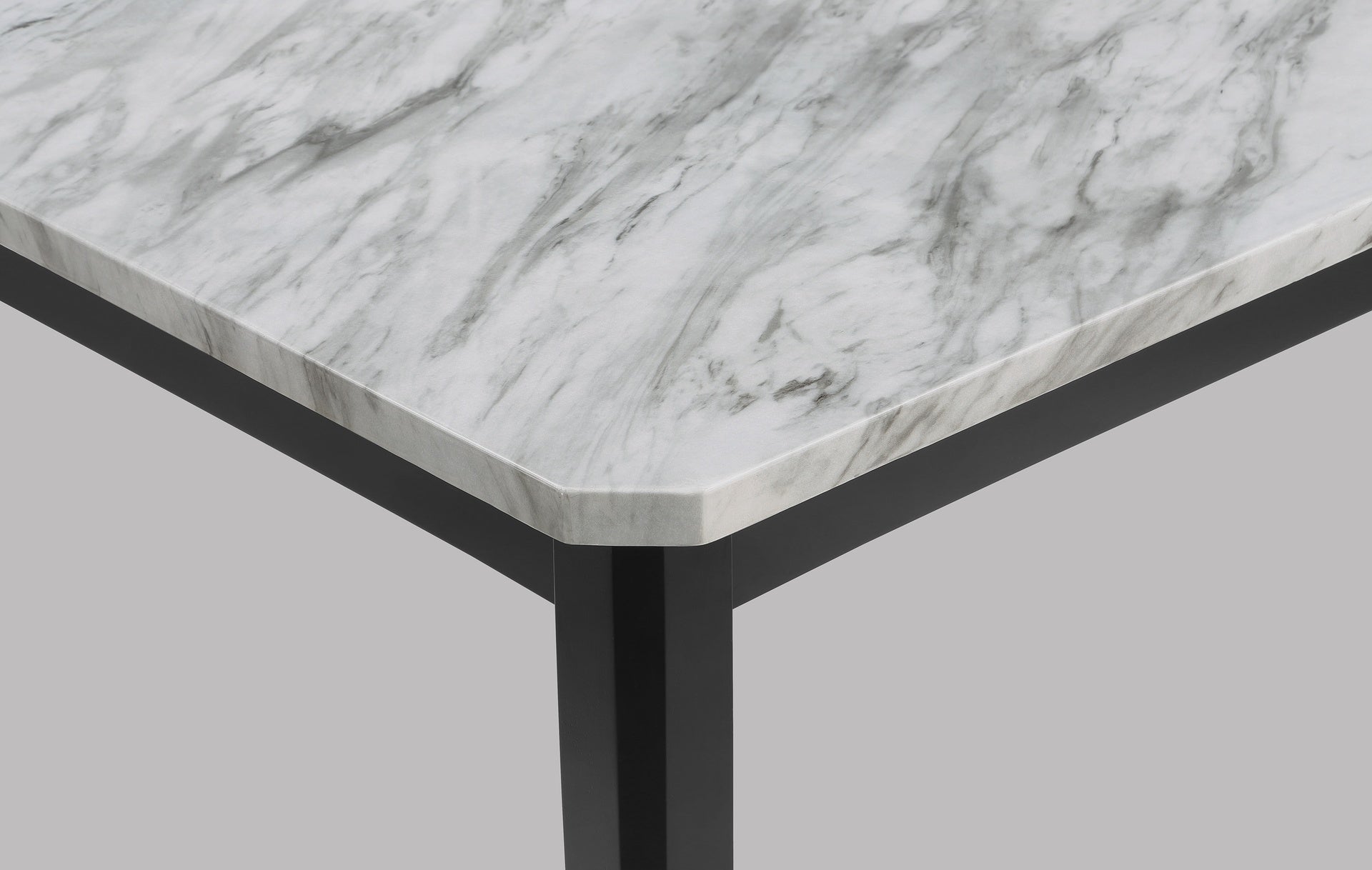 1pc Transitional Dining Rectangular Table Faux White Marble Table Top Black Base Wooden Stone Dining Room Furniture