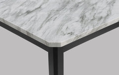1pc Transitional Dining Rectangular Table Faux White Marble Table Top Black Base Wooden Stone Dining Room Furniture