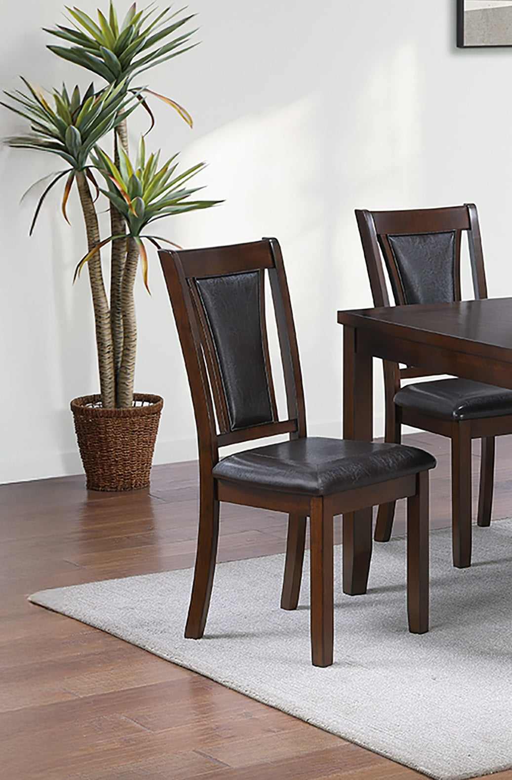 Beautiful Dining Room Furniture Walnut / Black 6pcs Set Dining Table 4x Side Chairs Bench Unique Design Back Chair