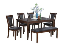 Beautiful Dining Room Furniture Walnut / Black 6pcs Set Dining Table 4x Side Chairs Bench Unique Design Back Chair