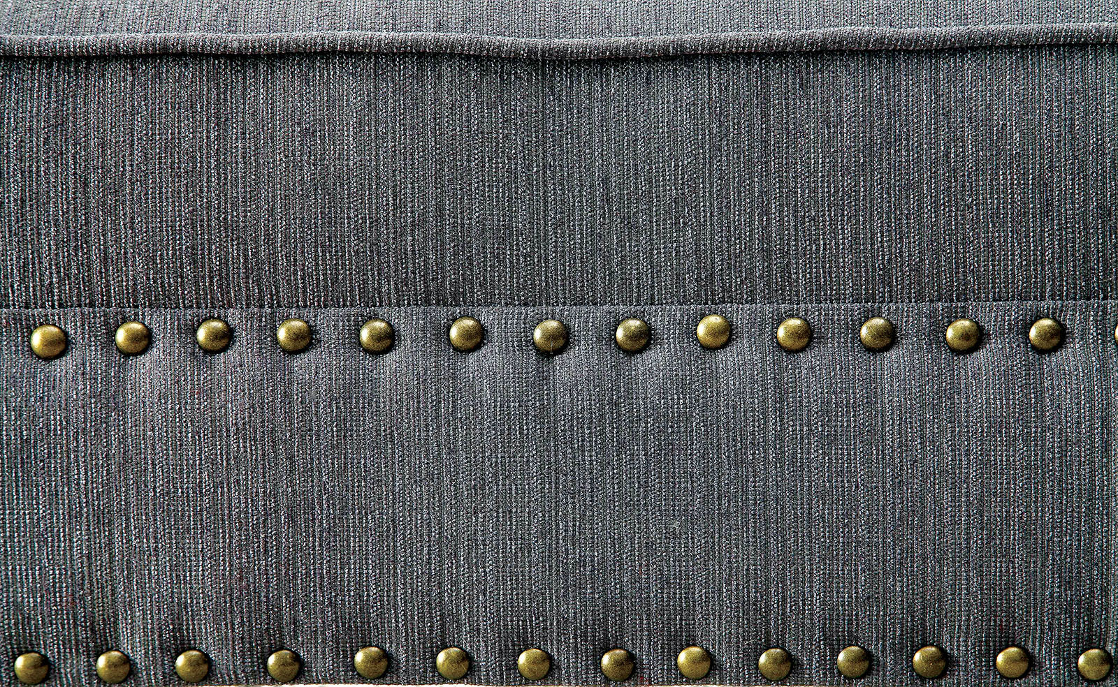 Gray Fabric Chaise / Bench Nailhead Trims Pillow Plush Comfort 1pc Chaise Living Room Furniture