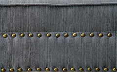 Gray Fabric Chaise / Bench Nailhead Trims Pillow Plush Comfort 1pc Chaise Living Room Furniture