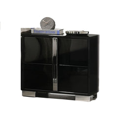 Black Color Modern Gorgeous 1pc Bedside Table Bedroom Nightstand Chrome Legs UV Finish