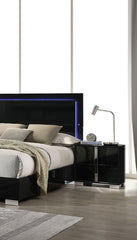 Black Color Modern Gorgeous 1pc Bedside Table Bedroom Nightstand Chrome Legs UV Finish