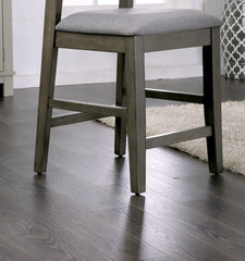 Gray Counter Height Dining Chairs Padded Fabric Seat Set of 2pc Chairs Kitchen Dining Room Panel Back