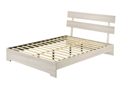 1pc Rustic Full Platform Bed Slat Headboard Low-profile Bed Frame White Wash Finish Contemporary Bedroom Furniture