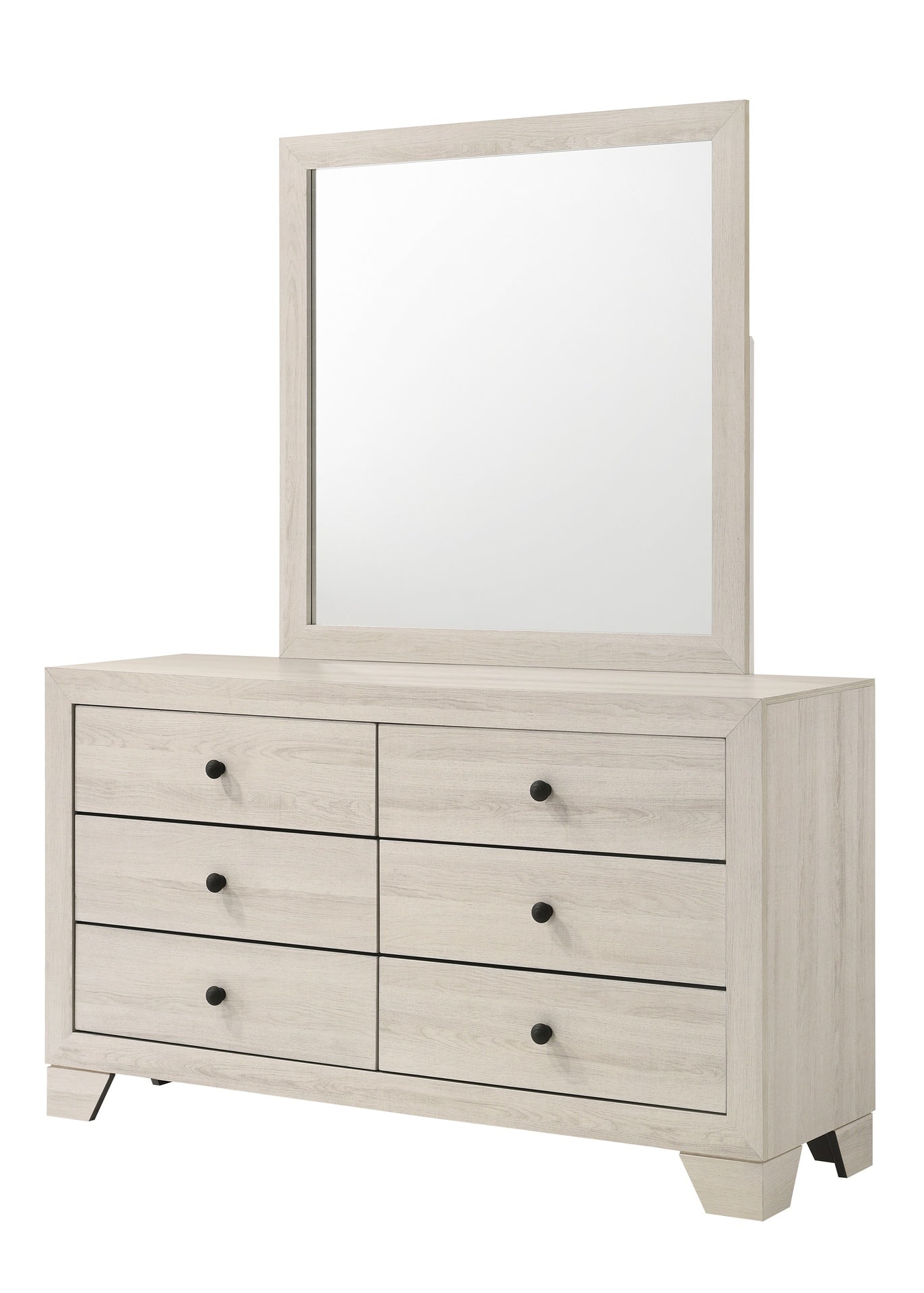 1pc Rustic Six Drawers Storage Dresser Brown White Washed Finish Wooden Bedroom Furniture