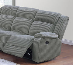 Smoke Color Fur Like Corduroy 1pc Motion Sofa Living Room Reclining Couch Plush Textured Seat