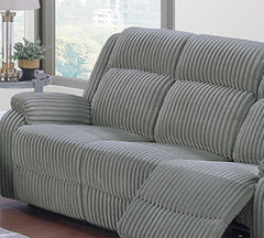 Smoke Color Fur Like Corduroy 1pc Motion Sofa Living Room Reclining Couch Plush Textured Seat