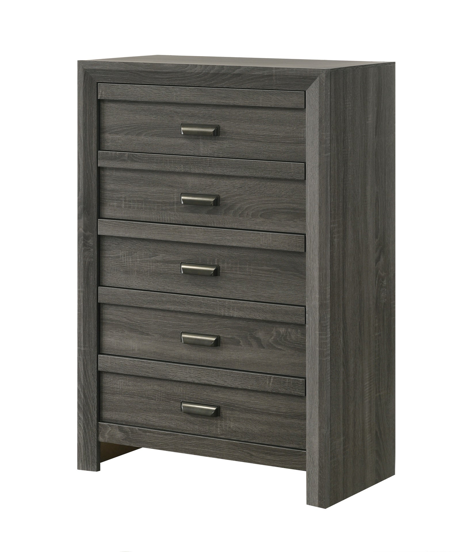 1pc Rustic Contemporary Chest Five Storage Drawers Rustic Gray Finish Bedroom Wooden Furniture