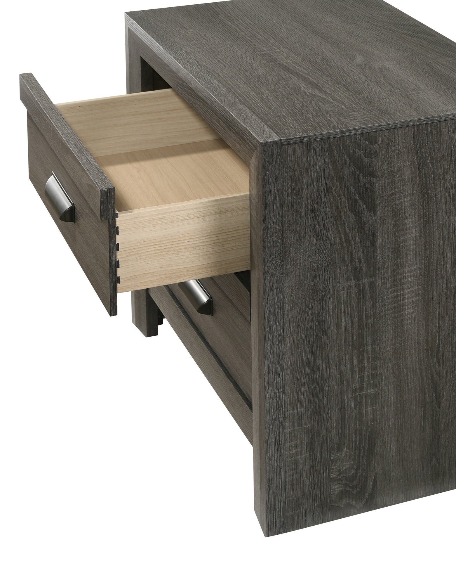 1pc Contemporary Nightstand End Table with Two Storage Drawers Rustic Gray Finish Bedroom Wooden Furniture