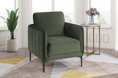 Beautiful Elegant 1pc Accent Chair Dark Green Velvet Fabric Upholstered Plush Metal Legs Living Room Chair