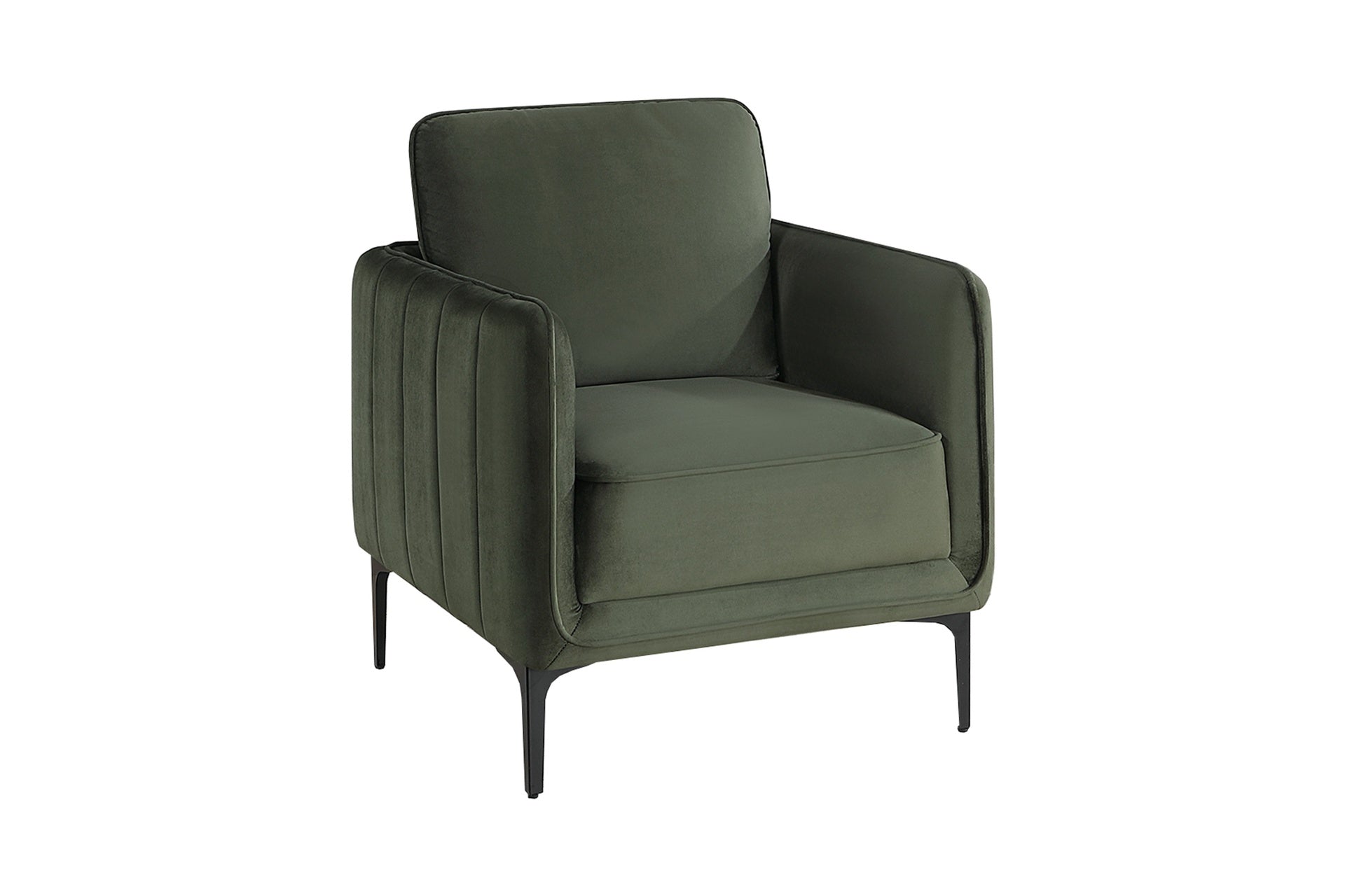 Beautiful Elegant 1pc Accent Chair Dark Green Velvet Fabric Upholstered Plush Metal Legs Living Room Chair