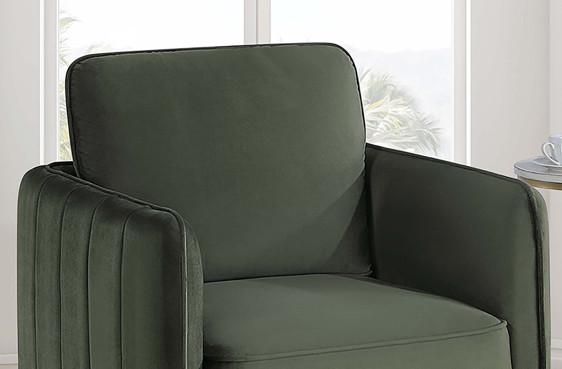 Beautiful Elegant 1pc Accent Chair Dark Green Velvet Fabric Upholstered Plush Metal Legs Living Room Chair