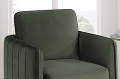 Beautiful Elegant 1pc Accent Chair Dark Green Velvet Fabric Upholstered Plush Metal Legs Living Room Chair