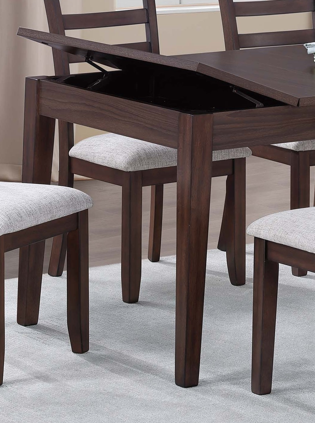 Walnut Color Dining Table w Drawers Built in Lift Top Storage 1pc Table Modern Dining Room Wooden Furniture