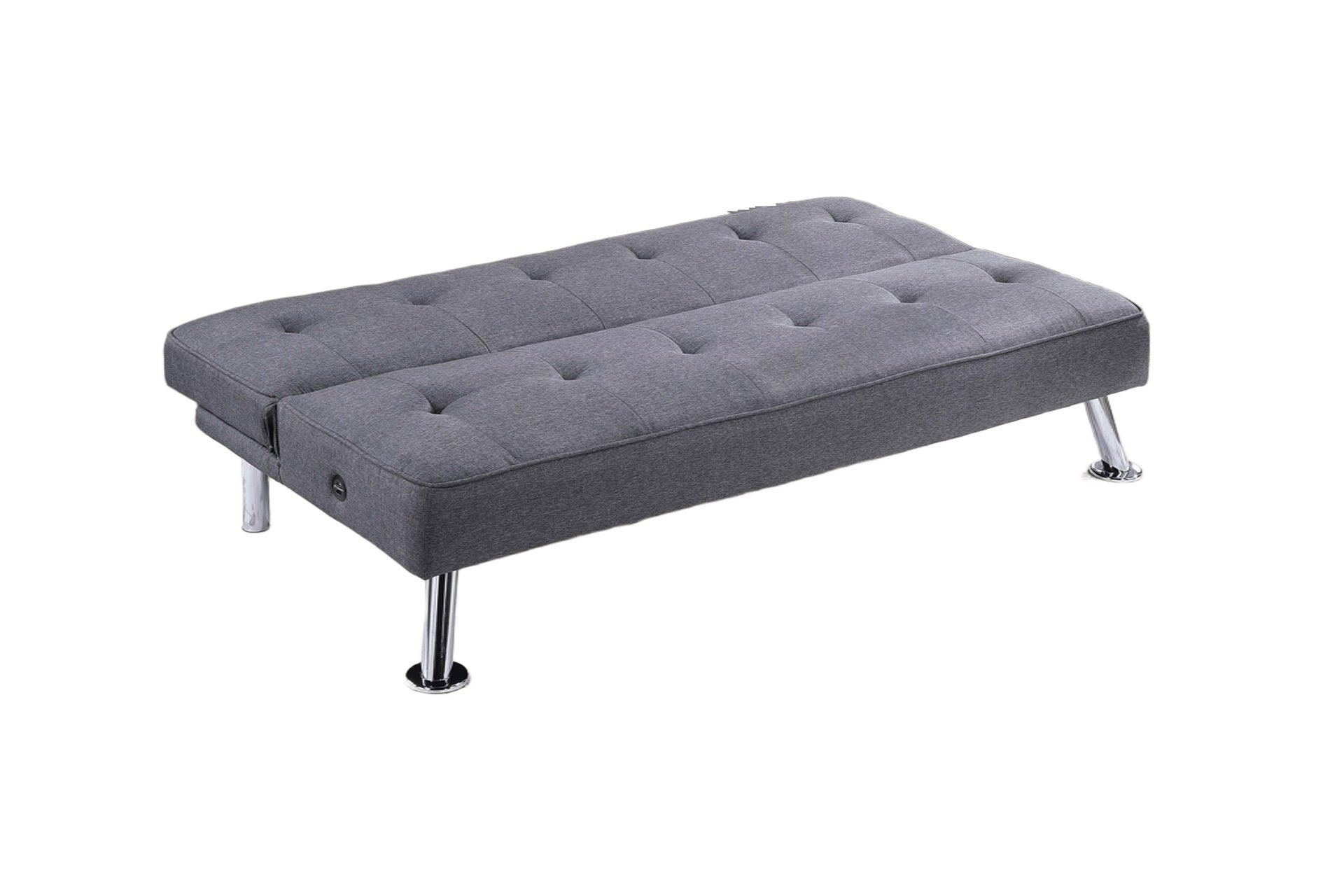 Blue Grey Color Polyfiber 1pc Adjustable Sofa Metal Legs Tufted Upholstered Plush Cushion Couch USB
