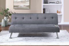 Blue Grey Color Polyfiber 1pc Adjustable Sofa Metal Legs Tufted Upholstered Plush Cushion Couch USB