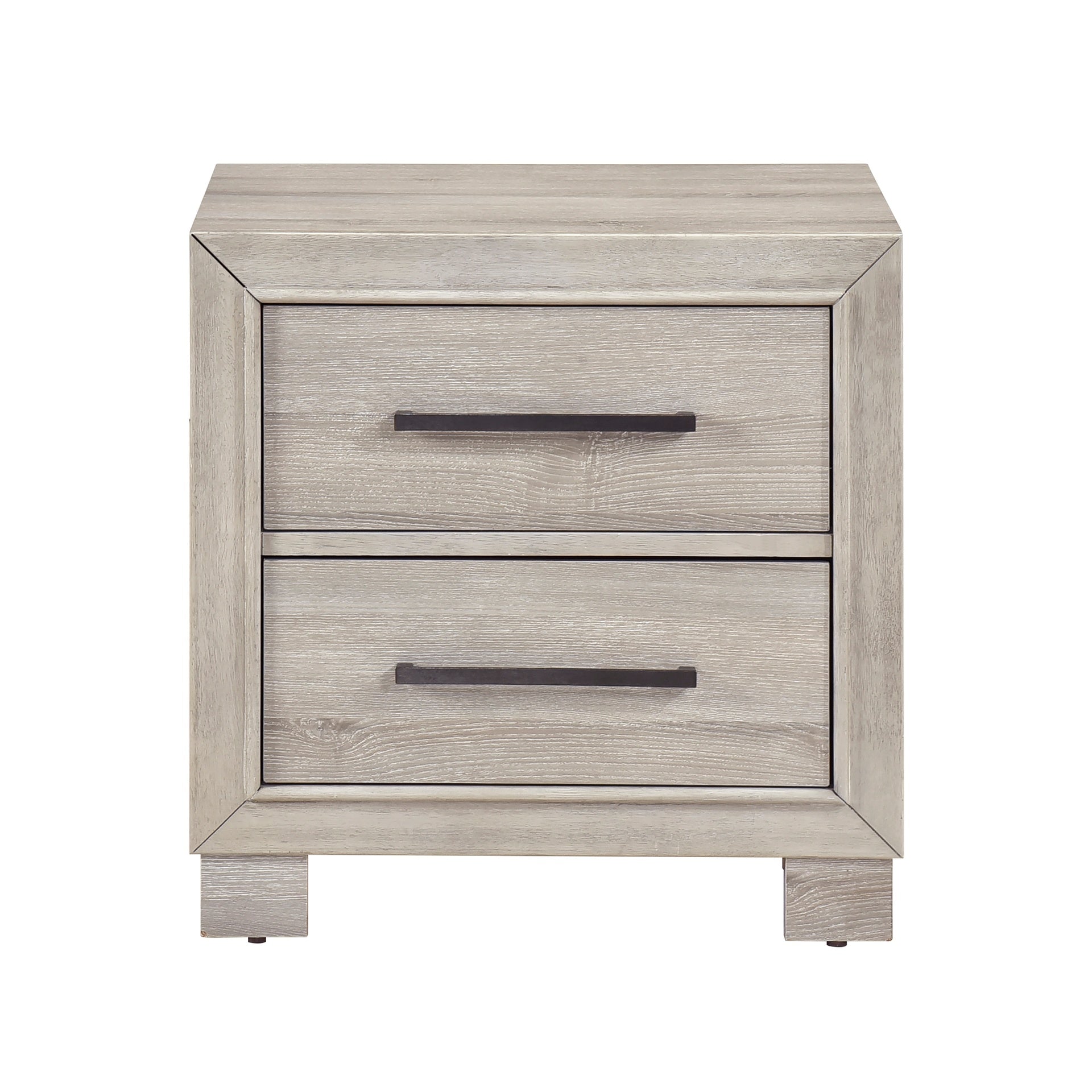 Modern Gray Finish Two-Drawer Nightstand Wooden Bedroom Furniture 1pc Bedside Cabinet