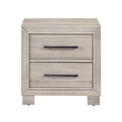Modern Gray Finish Two-Drawer Nightstand Wooden Bedroom Furniture 1pc Bedside Cabinet
