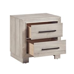 Modern Gray Finish Two-Drawer Nightstand Wooden Bedroom Furniture 1pc Bedside Cabinet