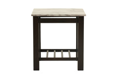 Modern Contemporary 1pc End Table Faux Marble Top Antique Walnut Solid Legs Open Storage Shelf Occasional Table Living Room