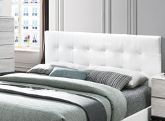 Modern Style 1pc Queen Size Bed Faux Leather Middle Support Legs Rectangle Headboard White Finish Bedroom Furniture