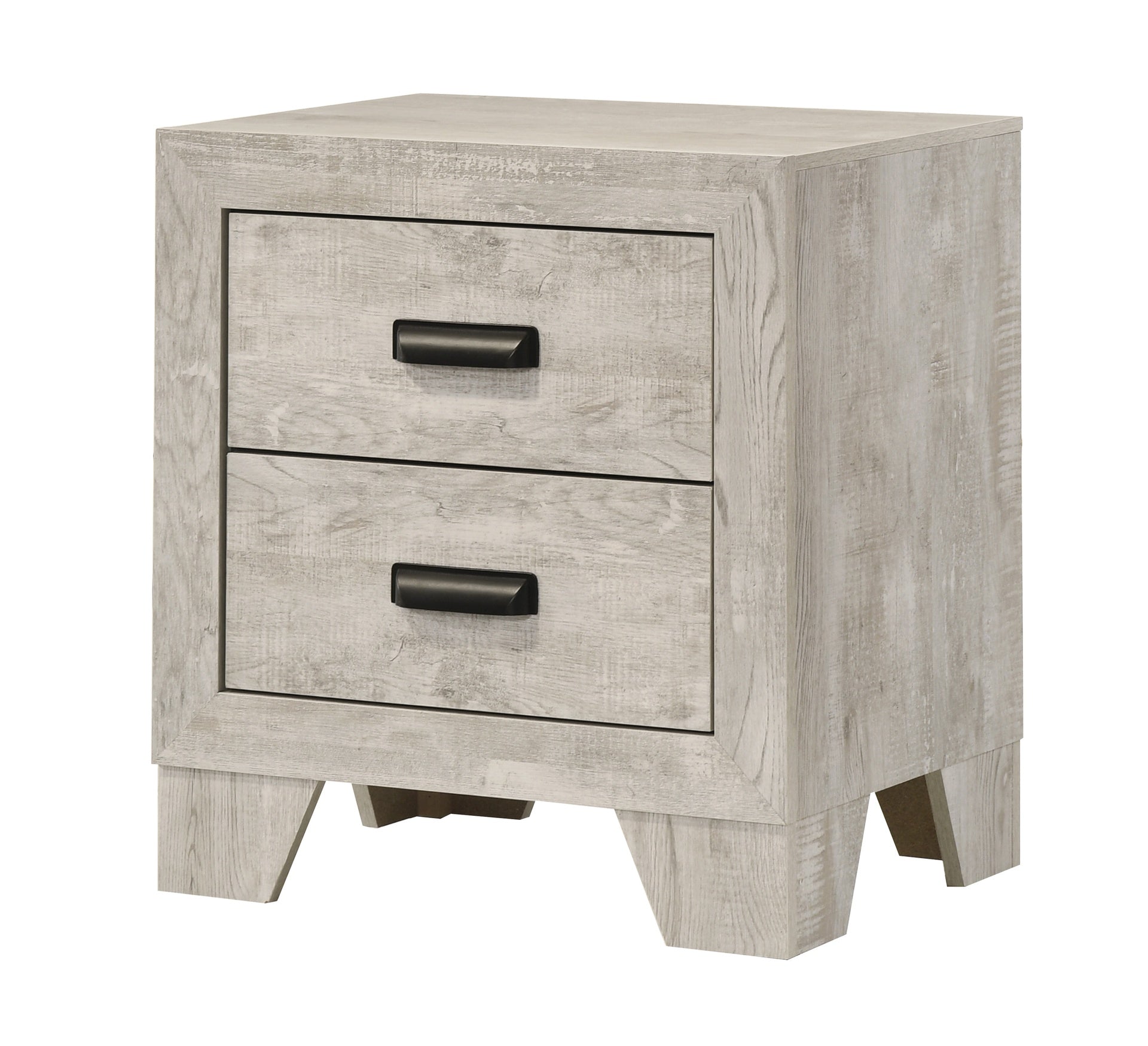 1pc Transitional 2-Drawer Nightstand with Metal Hardware Whitewashed Wood Finish Wooden Bedroom Furniture