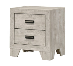 1pc Transitional 2-Drawer Nightstand with Metal Hardware Whitewashed Wood Finish Wooden Bedroom Furniture