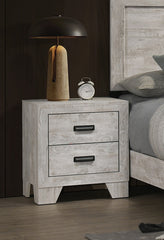1pc Transitional 2-Drawer Nightstand with Metal Hardware Whitewashed Wood Finish Wooden Bedroom Furniture