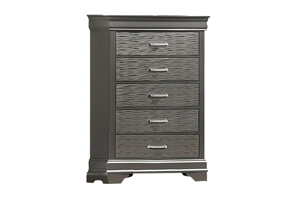 Modern Transitional 1pc Wooden Chest Unique Drawers Gray Finish Bedroom Furniture