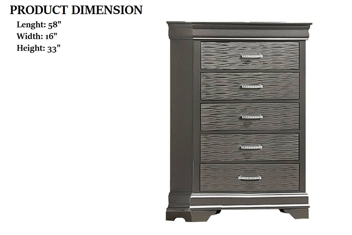Modern Transitional 1pc Wooden Chest Unique Drawers Gray Finish Bedroom Furniture