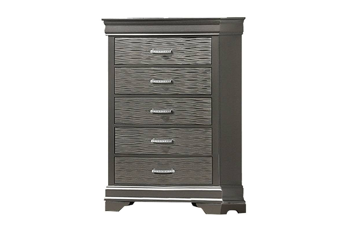 Modern Transitional 1pc Wooden Chest Unique Drawers Gray Finish Bedroom Furniture