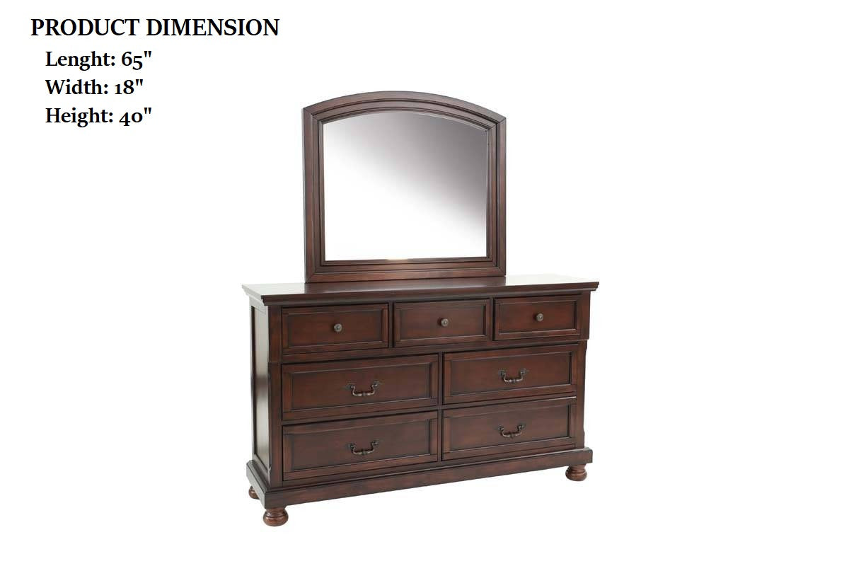 Traditional Style 1pc Dresser 3 Small Drawers 4 Large Drawers Bun Feet Pull Handles Round Knobs Cherry Finish Bedroom Furniture